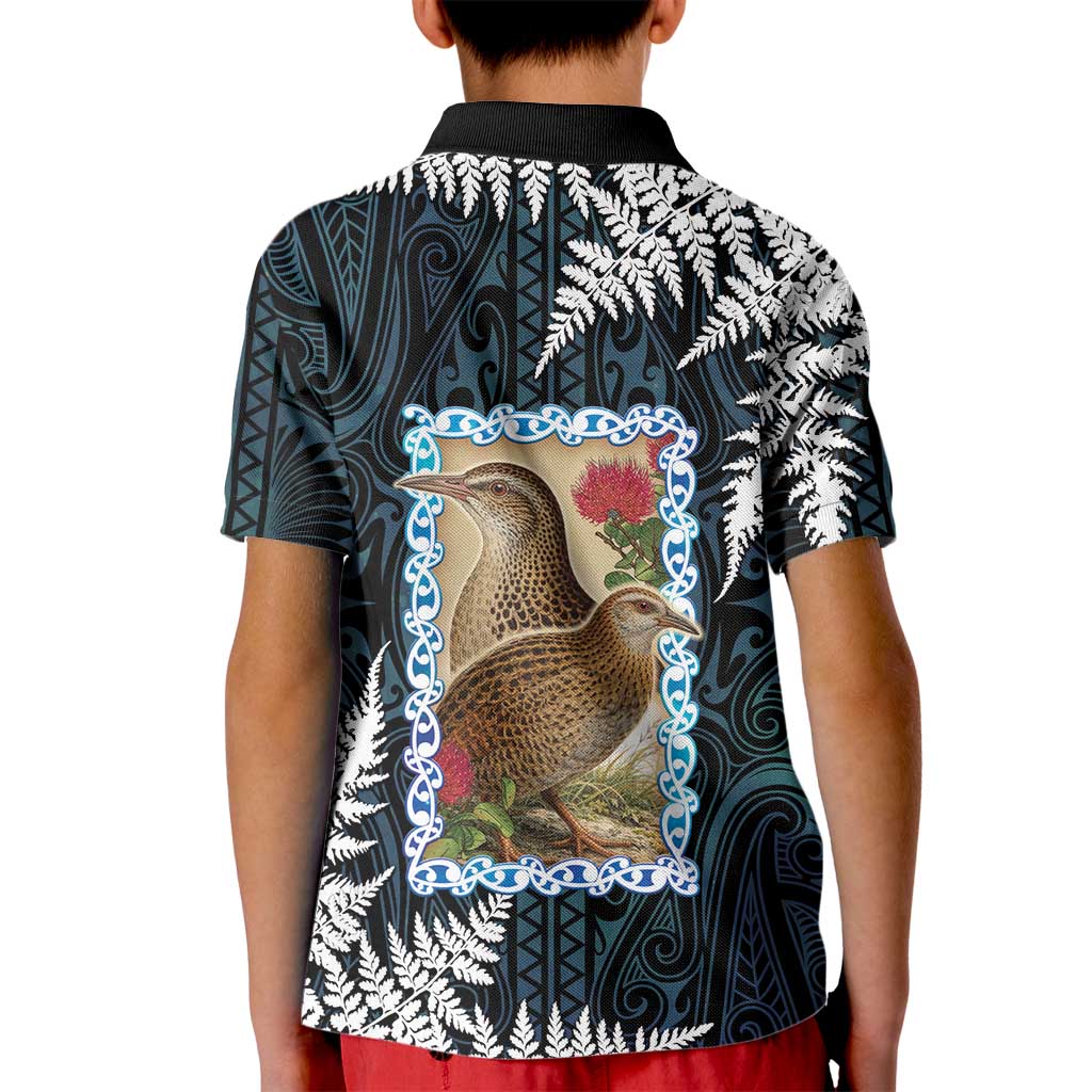 New Zealand Weka Kid Polo Shirt Maori Hen Koru Pattern - Polynesian Pride