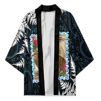 New Zealand Weka Kimono Maori Hen Koru Pattern LT05 Unisex Black - Polynesian Pride