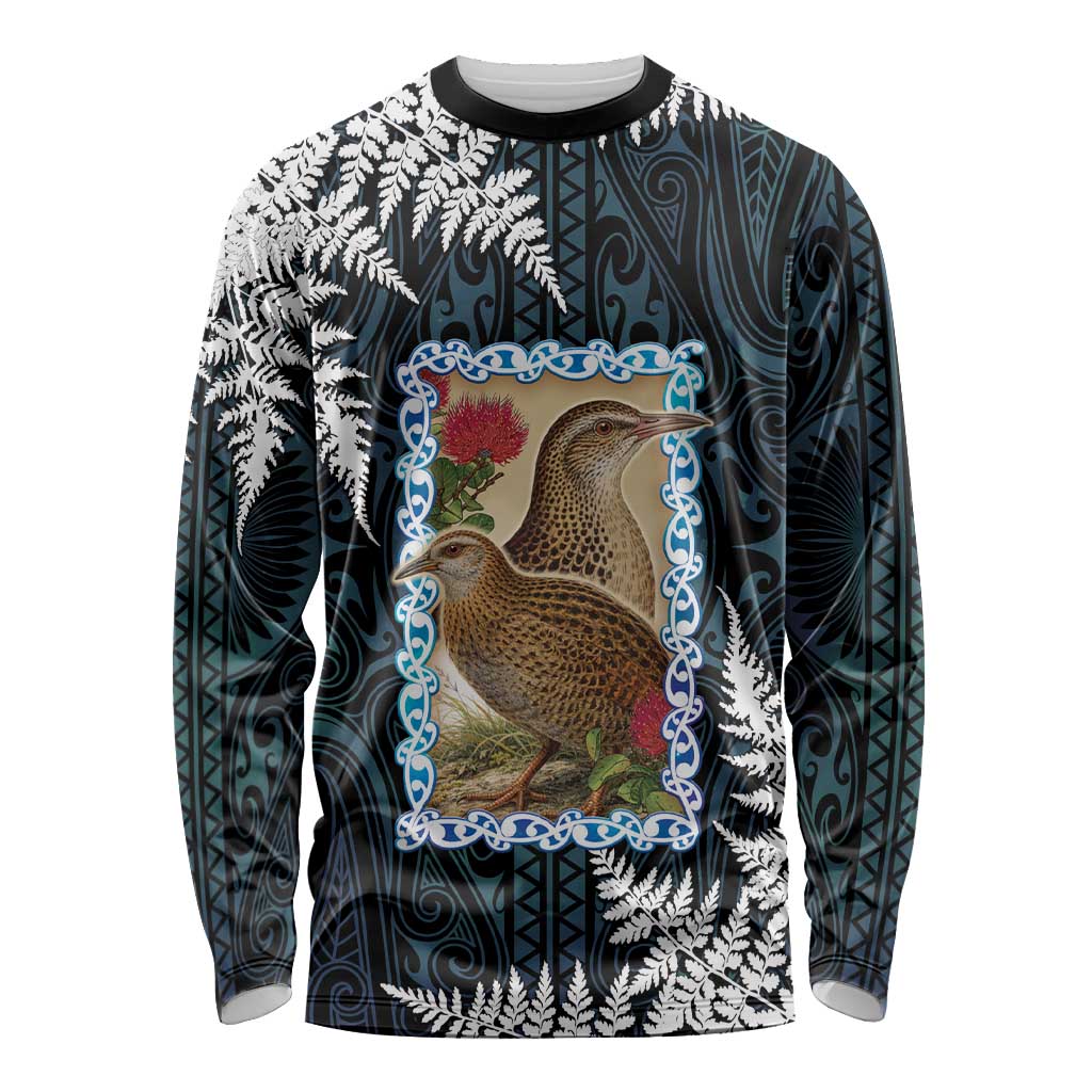 New Zealand Weka Long Sleeve Shirt Maori Hen Koru Pattern - Polynesian Pride