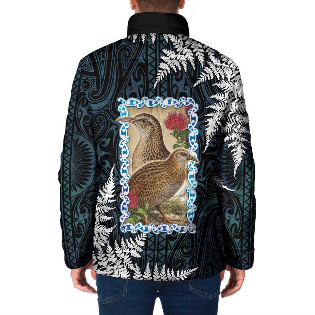 New Zealand Weka Padded Jacket Maori Hen Koru Pattern - Polynesian Pride