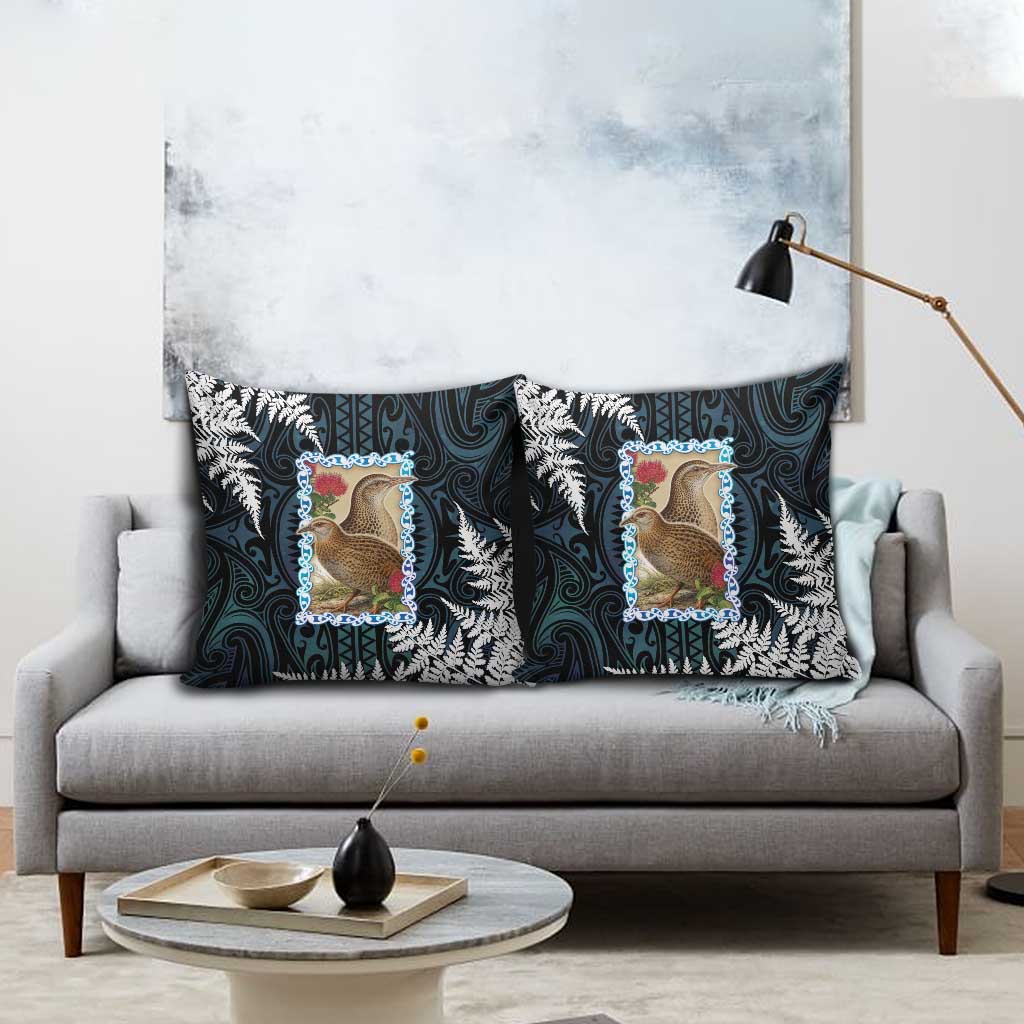New Zealand Weka Pillow Cover Maori Hen Koru Pattern - Polynesian Pride