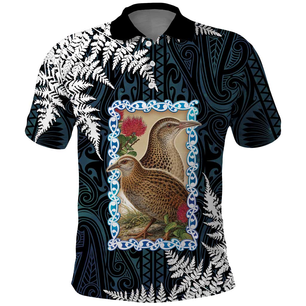 New Zealand Weka Polo Shirt Maori Hen Koru Pattern - Polynesian Pride