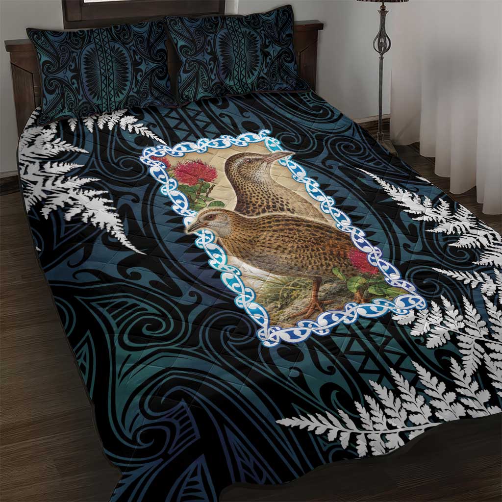 New Zealand Weka Quilt Bed Set Maori Hen Koru Pattern - Polynesian Pride