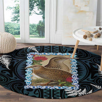 New Zealand Weka Round Carpet Maori Hen Koru Pattern - Polynesian Pride