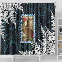 New Zealand Weka Shower Curtain Maori Hen Koru Pattern - Polynesian Pride