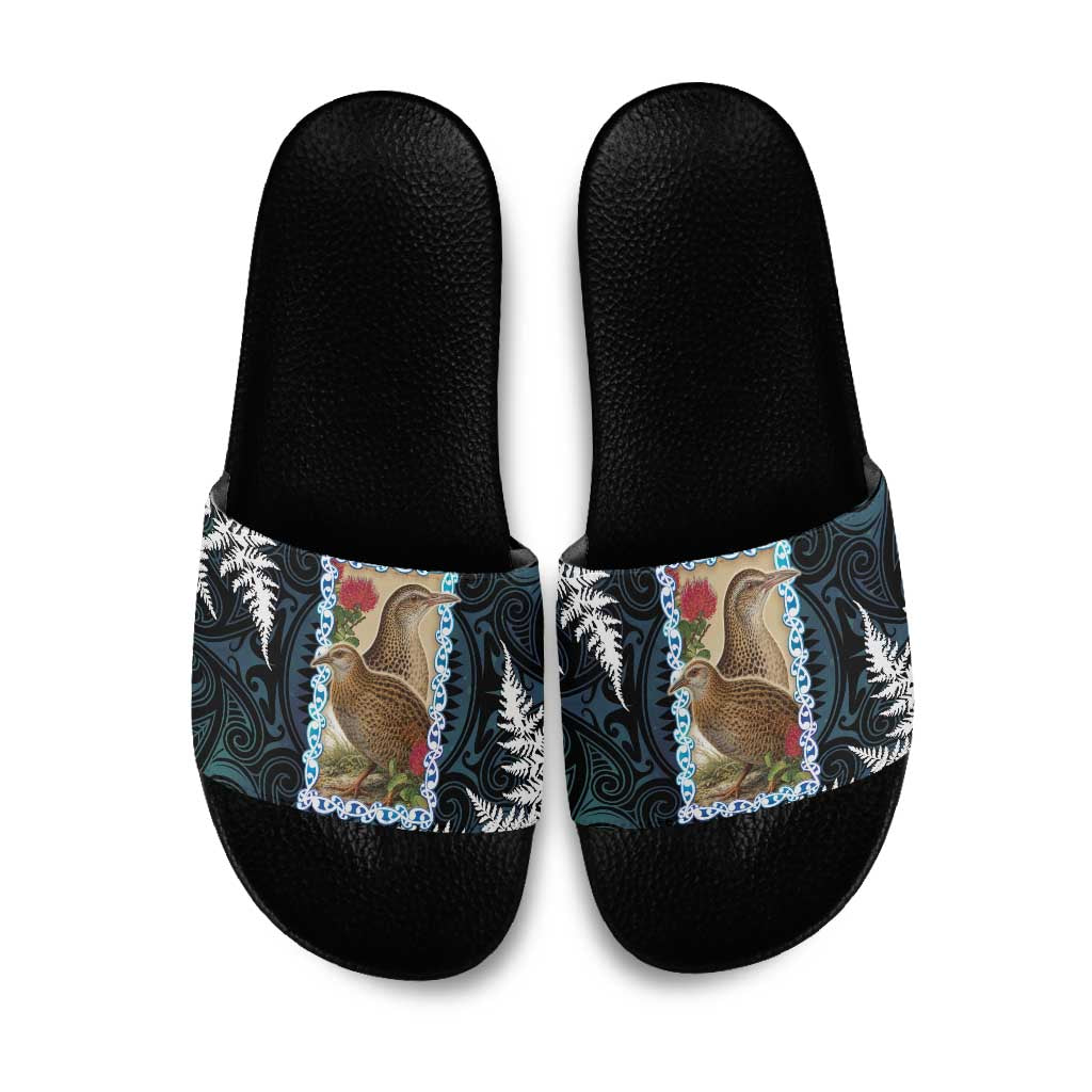New Zealand Weka Slide Sandals Maori Hen Koru Pattern - Polynesian Pride
