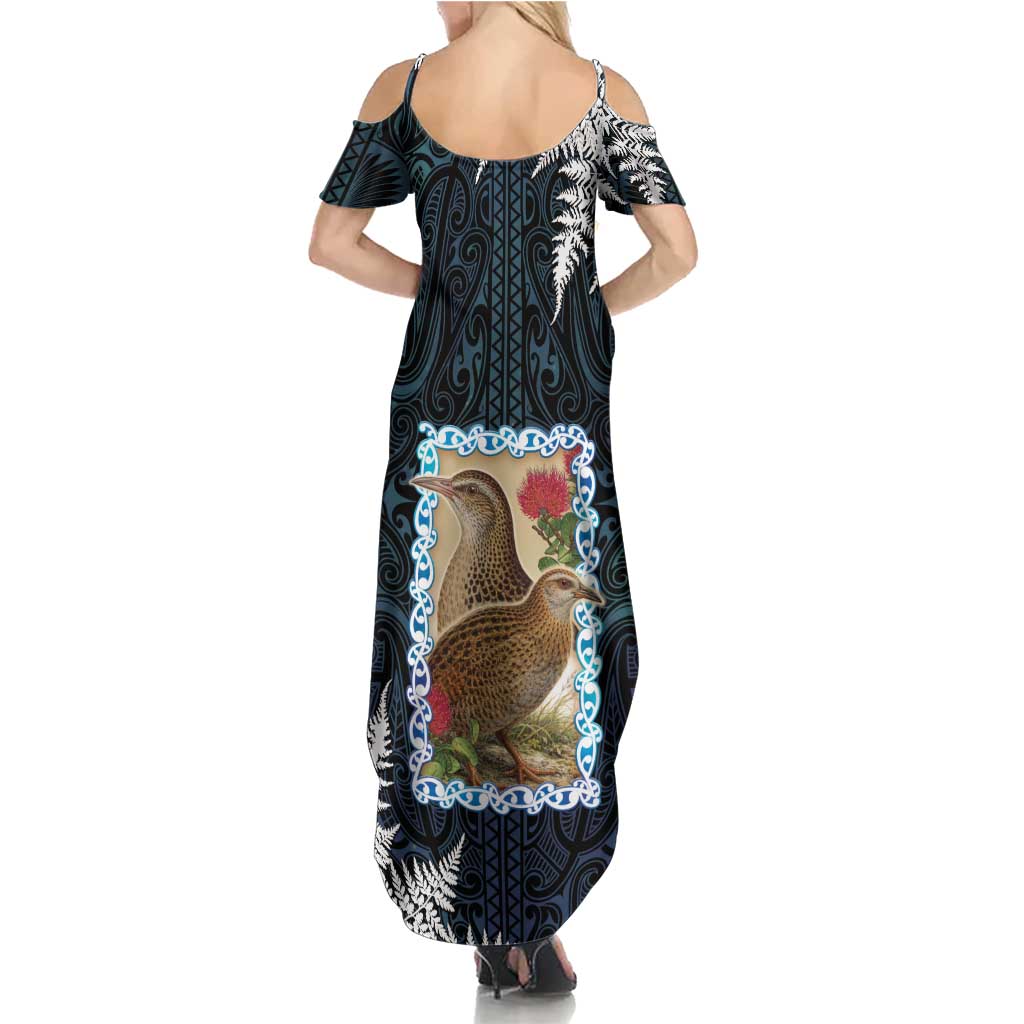 New Zealand Weka Summer Maxi Dress Maori Hen Koru Pattern LT05 - Polynesian Pride