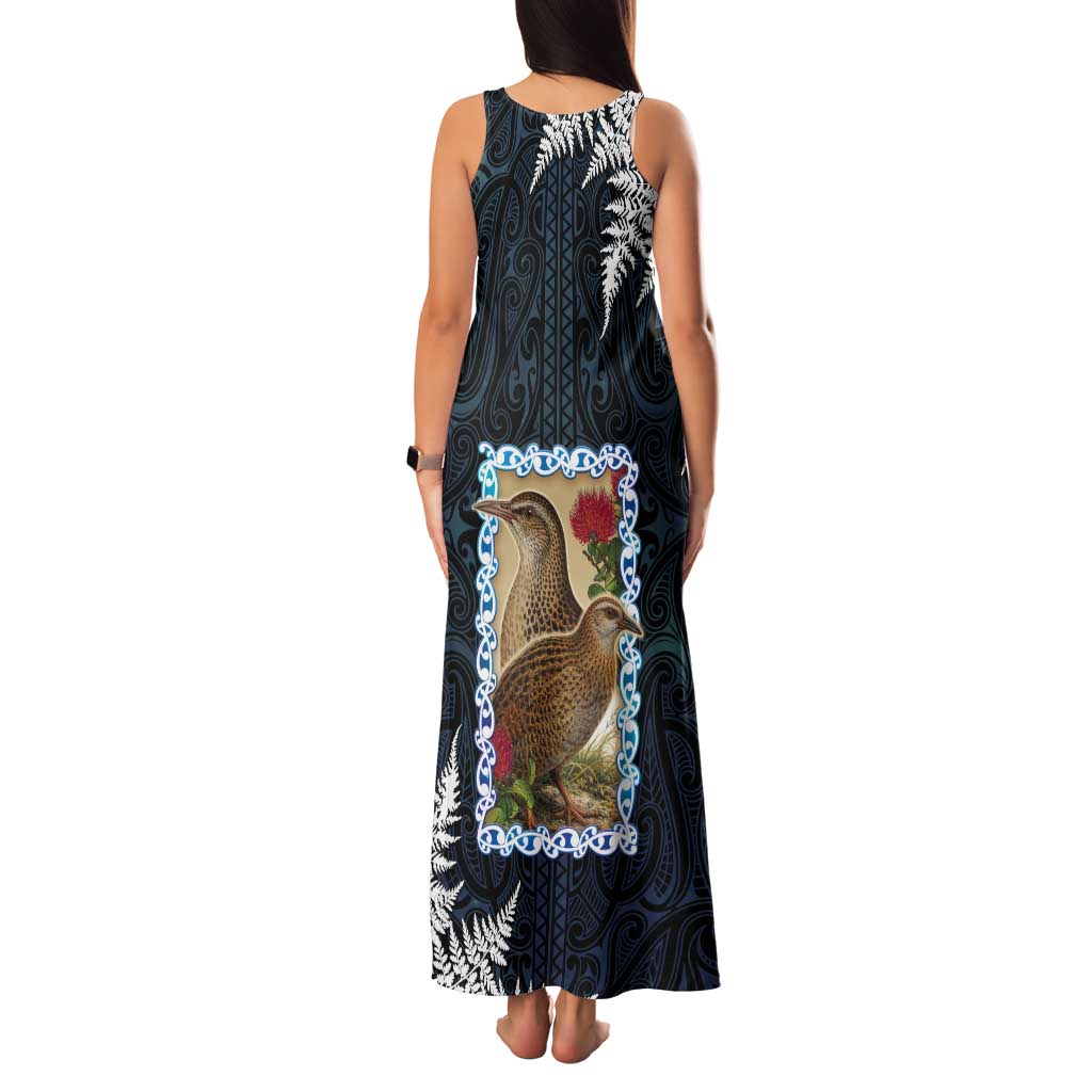 New Zealand Weka Tank Maxi Dress Maori Hen Koru Pattern - Polynesian Pride