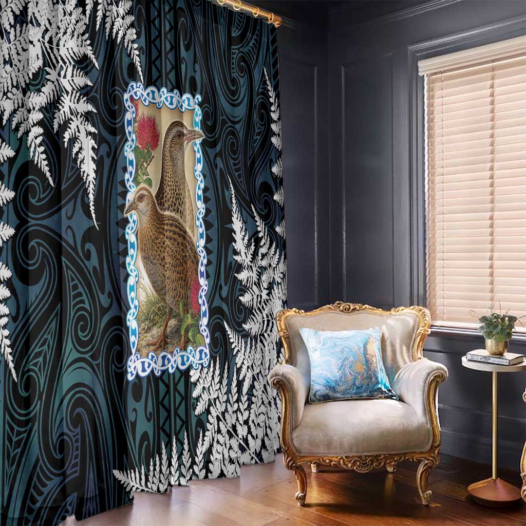 New Zealand Weka Window Curtain Maori Hen Koru Pattern - Polynesian Pride