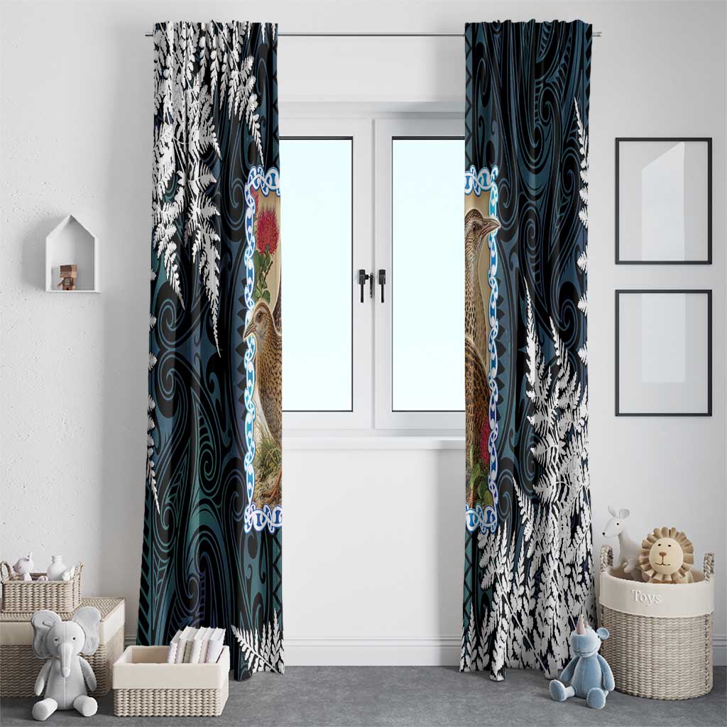 New Zealand Weka Window Curtain Maori Hen Koru Pattern - Polynesian Pride