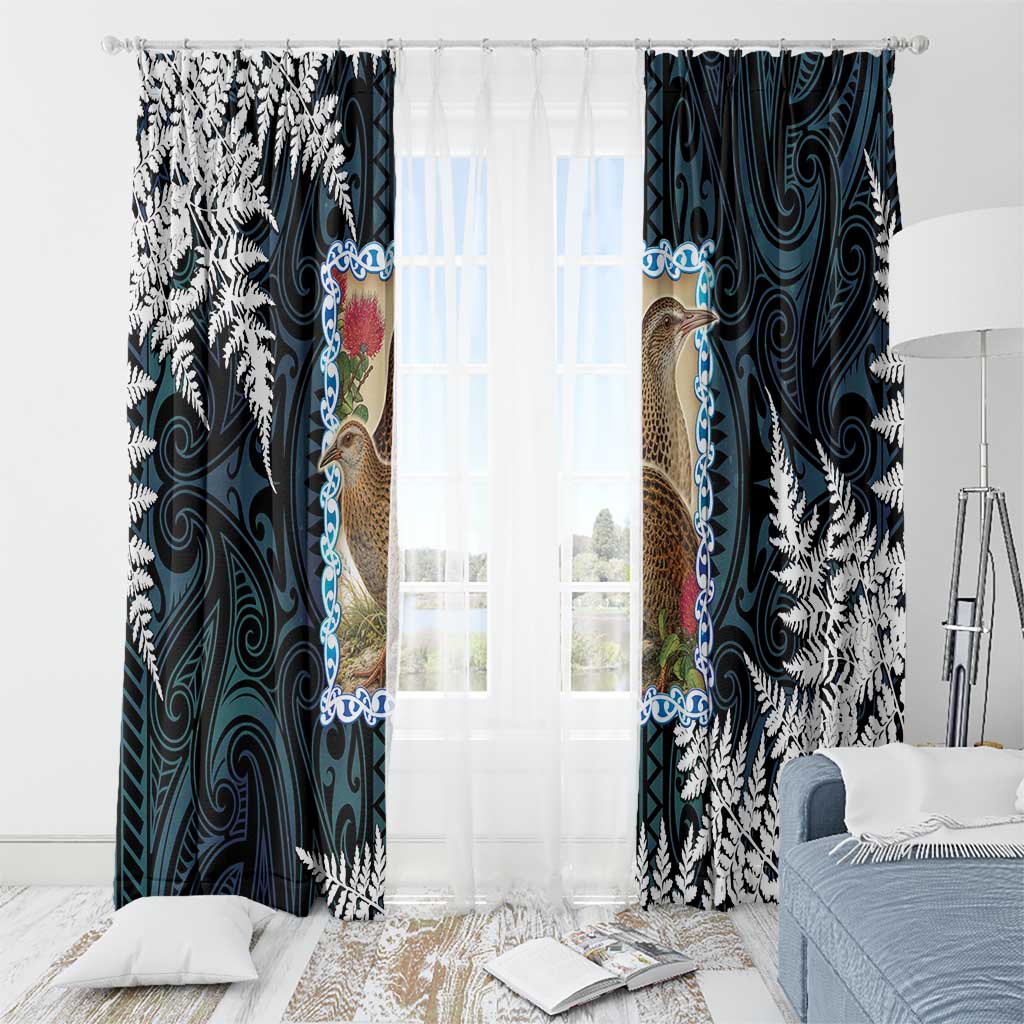 New Zealand Weka Window Curtain Maori Hen Koru Pattern - Polynesian Pride