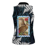New Zealand Weka Women Sleeveless Polo Shirt Maori Hen Koru Pattern - Polynesian Pride