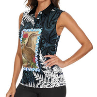 New Zealand Weka Women Sleeveless Polo Shirt Maori Hen Koru Pattern - Polynesian Pride