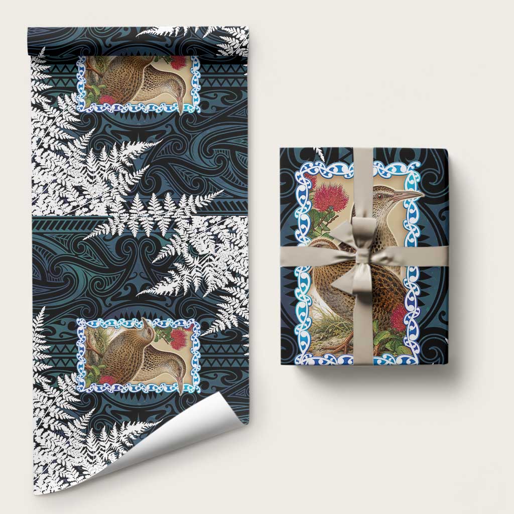 New Zealand Weka Wrapping Paper Maori Hen Koru Pattern