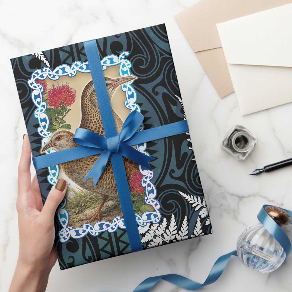 New Zealand Weka Wrapping Paper Maori Hen Koru Pattern