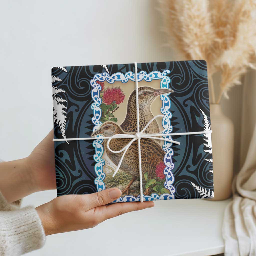 New Zealand Weka Wrapping Paper Maori Hen Koru Pattern