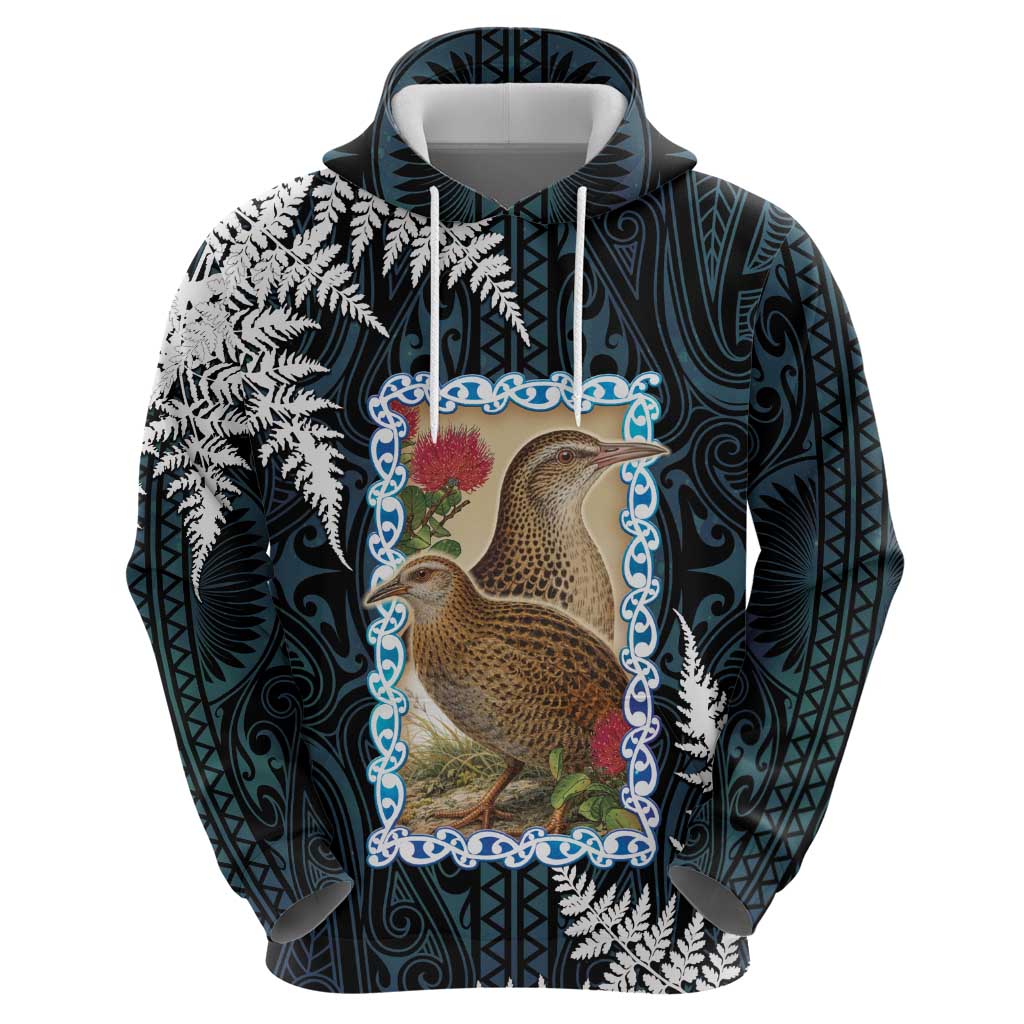 New Zealand Weka Zip Hoodie Maori Hen Koru Pattern - Polynesian Pride