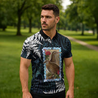 New Zealand Weka Zipper Polo Shirt Maori Hen Koru Pattern - Polynesian Pride