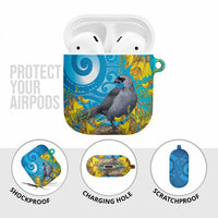 New Zealand Kokako Bird AirPods Case Maori Koru With Kowhai Flowers - Polynesian Pride