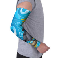 New Zealand Kokako Bird Arm Sleeves Maori Koru With Kowhai Flowers - Polynesian Pride