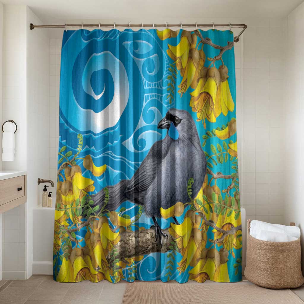 New Zealand Kokako Bird Bathroom Set Maori Koru With Kowhai Flowers - Polynesian Pride