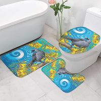 New Zealand Kokako Bird Bathroom Set Maori Koru With Kowhai Flowers - Polynesian Pride