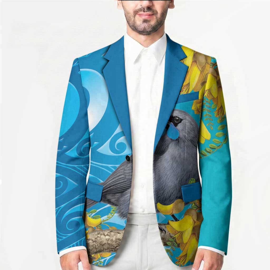 New Zealand Kokako Bird Blazer Maori Koru With Kowhai Flowers - Polynesian Pride