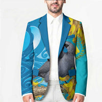 New Zealand Kokako Bird Blazer Maori Koru With Kowhai Flowers - Polynesian Pride