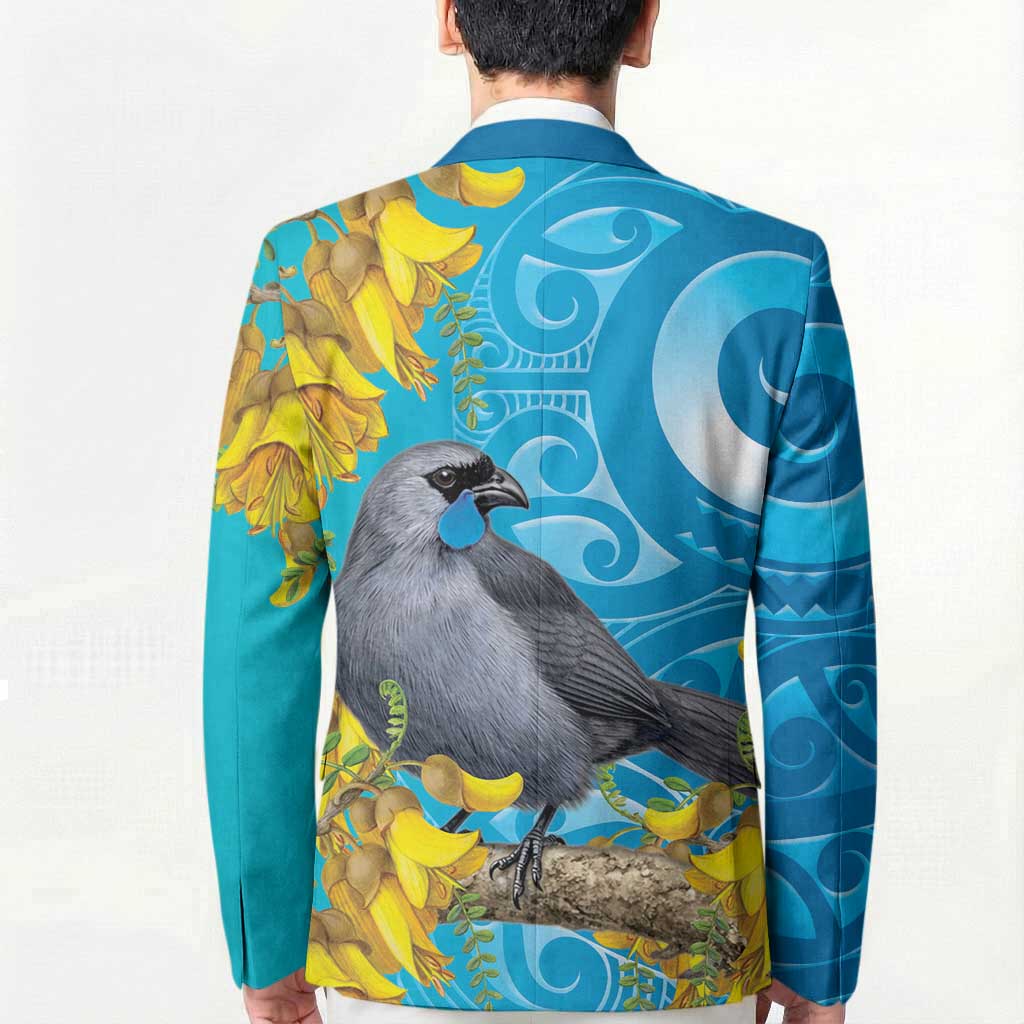 New Zealand Kokako Bird Blazer Maori Koru With Kowhai Flowers - Polynesian Pride