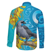 New Zealand Kokako Bird Family Matching Mermaid Dress and Hawaiian Shirt Maori Koru With Kowhai Flowers