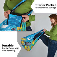 New Zealand Kokako Bird Grocery Bag Maori Koru With Kowhai Flowers - Polynesian Pride