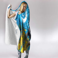 New Zealand Kokako Bird Hooded Blanket Maori Koru With Kowhai Flowers - Polynesian Pride