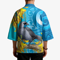 New Zealand Kokako Bird Kimono Maori Koru With Kowhai Flowers - Polynesian Pride
