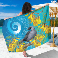 New Zealand Kokako Bird Sarong Maori Koru With Kowhai Flowers - Polynesian Pride