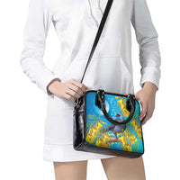 New Zealand Kokako Bird Shoulder Handbag Maori Koru With Kowhai Flowers - Polynesian Pride