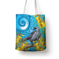 New Zealand Kokako Bird Tote Bag Maori Koru With Kowhai Flowers - Polynesian Pride