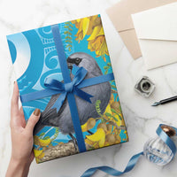 New Zealand Kokako Bird Wrapping Paper Maori Koru With Kowhai Flowers