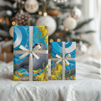 New Zealand Kokako Bird Wrapping Paper Maori Koru With Kowhai Flowers