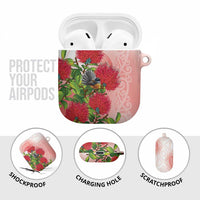 New Zealand Fantail AirPods Case Maori Koru With Pohutukawa Flowers - Polynesian Pride