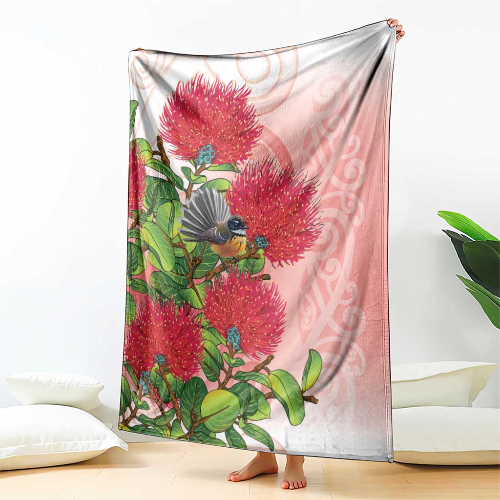 New Zealand Fantail Blanket Maori Koru With Pohutukawa Flowers - Polynesian Pride