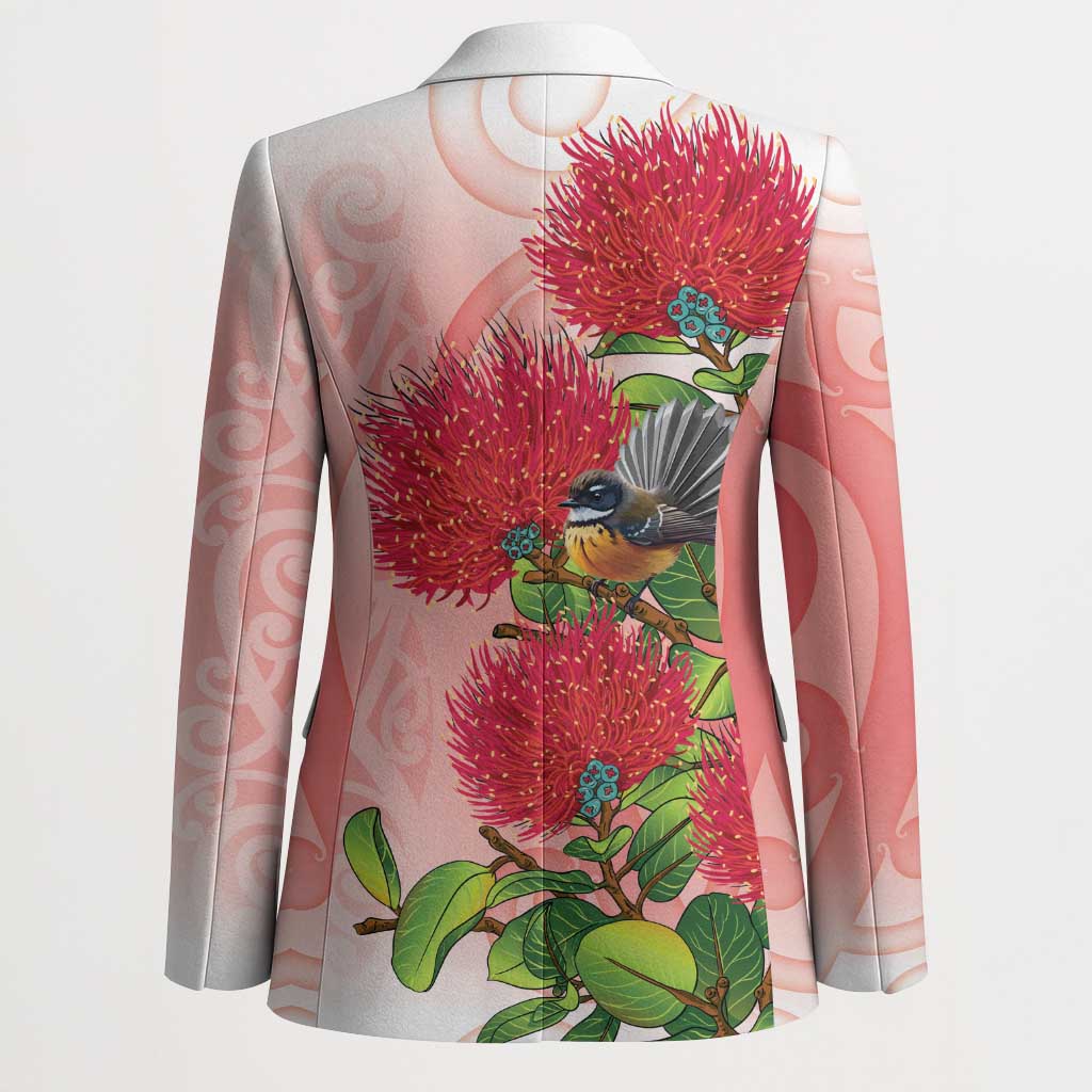 New Zealand Fantail Blazer Maori Koru With Pohutukawa Flowers - Polynesian Pride