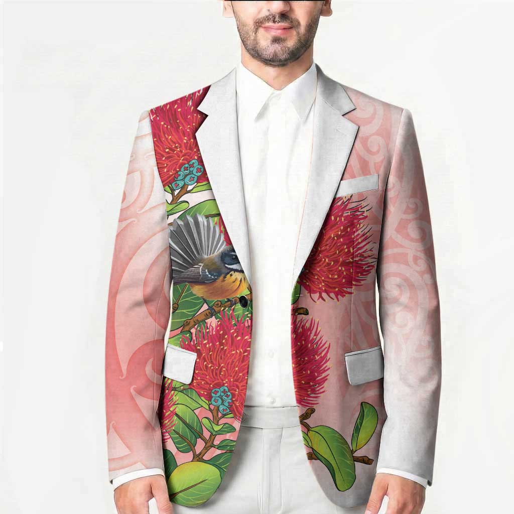 New Zealand Fantail Blazer Maori Koru With Pohutukawa Flowers - Polynesian Pride