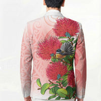 New Zealand Fantail Blazer Maori Koru With Pohutukawa Flowers - Polynesian Pride
