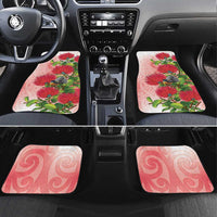 New Zealand Fantail Car Mats Maori Koru With Pohutukawa Flowers - Polynesian Pride