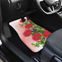 New Zealand Fantail Car Mats Maori Koru With Pohutukawa Flowers - Polynesian Pride