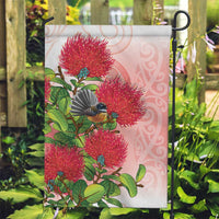 New Zealand Fantail Garden Flag Maori Koru With Pohutukawa Flowers - Polynesian Pride