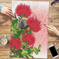 New Zealand Fantail Puzzle Maori Koru With Pohutukawa Flowers - Polynesian Pride