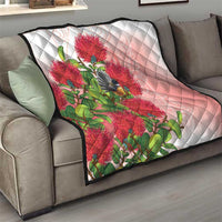 New Zealand Fantail Quilt Maori Koru With Pohutukawa Flowers - Polynesian Pride