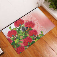 New Zealand Fantail Rubber Doormat Maori Koru With Pohutukawa Flowers - Polynesian Pride