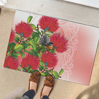 New Zealand Fantail Rubber Doormat Maori Koru With Pohutukawa Flowers - Polynesian Pride